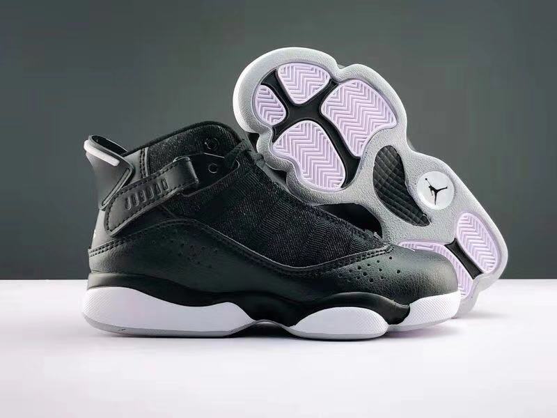 Kids Air Jordan Six Rings Black White Shoes - Click Image to Close